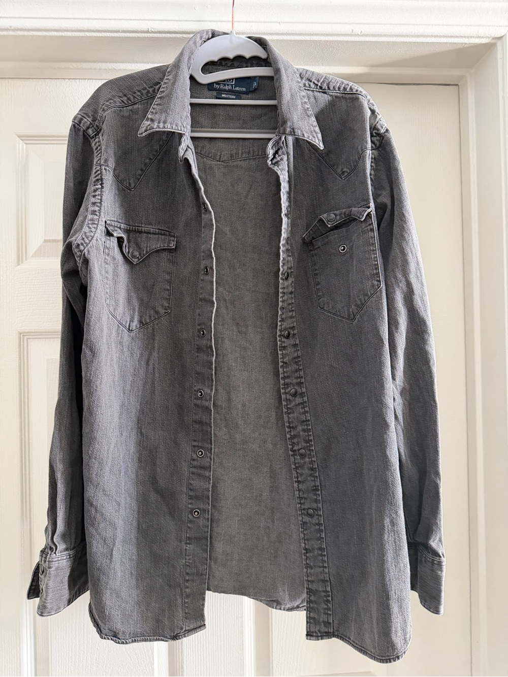 Polo Ralph Lauren Western Snap Button Chambray Shirt Gray Large